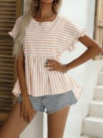 Striped Short Sleeve Crew Neck Top