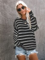 Striped Stitching Pullover Knitted Sweater