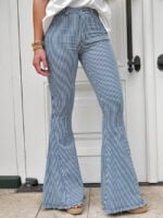 Striped high-waist flared trousers