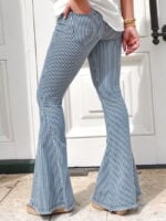 Striped high-waist flared trousers