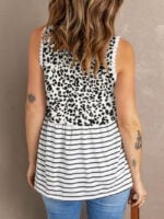 Wholesale Leopard-panel striped sleeveless top