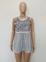 Wholesale Leopard-panel striped sleeveless top