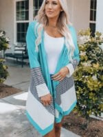 Striped panel irregular cardigan