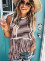 Striped print sleeveless tank top