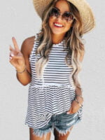 Striped print sleeveless tank top