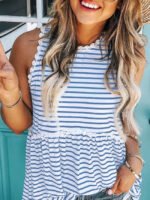 Striped print sleeveless tank top