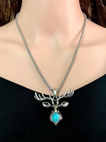 Stylish Vintage Turquoise Elk Necklace