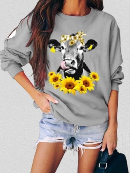 Sunflower Calf Print Long Sleeve Top