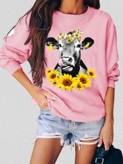 Sunflower Calf Print Long Sleeve Top