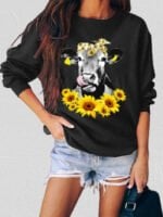 Sunflower Calf Print Long Sleeve Top