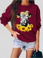 Sunflower Calf Print Long Sleeve Top