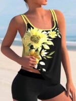 Sunflower print tankini set