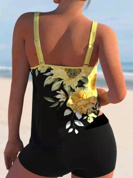 Sunflower print tankini set