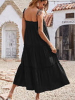 Wholesale Sweet Lace-Up Layered Pleated Slip Dress