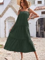 Wholesale Sweet Lace-Up Layered Pleated Slip Dress