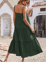 Wholesale Sweet Lace-Up Layered Pleated Slip Dress