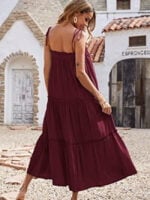 Wholesale Sweet Lace-Up Layered Pleated Slip Dress