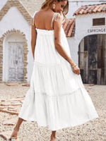 Wholesale Sweet Lace-Up Layered Pleated Slip Dress