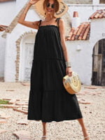 Wholesale Sweet Lace-Up Layered Pleated Slip Dress