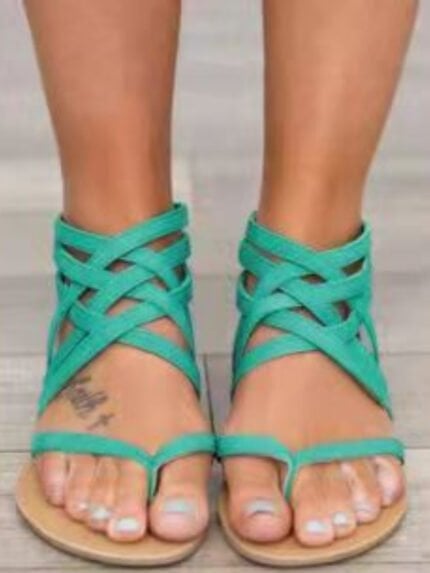 Cross strap thong sandals