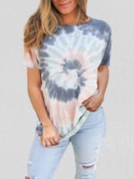 Tie-Dye Print Crew Neck Short Sleeve T-Shirt