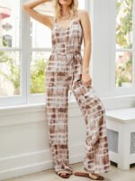 Wholesale Tie-Dye V-Neck Casual Suspender Jumpsuit