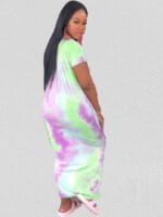 Tie-dye Print Split Calf Maxi Dress