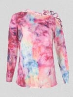 Tie-dye print off-the-shoulder T-shirt