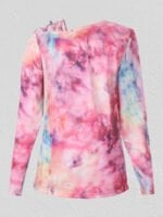 Tie-dye print off-the-shoulder T-shirt