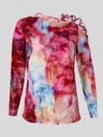 Tie-dye print off-the-shoulder T-shirt