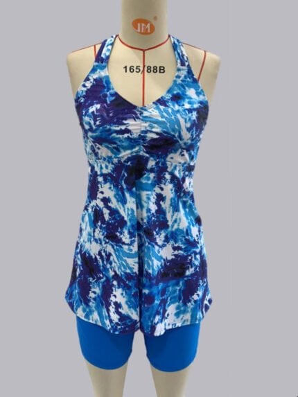 Wholesale Tie-dye print open-back swimsuit set