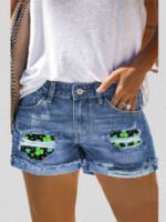 Trefoil Print Street Denim Shorts