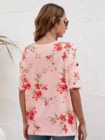 Trendy Floral Cutout Sleeves T-Shirt