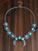 Trendy Turquoise Horn Pendant Necklace