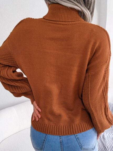 Turtleneck Twist Lantern Sleeve Sweater