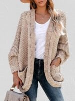 Twisted Rope Bat Sleeve Sweater Coat