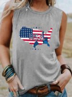 USA Stripe Letter Print Sleeveless Tank Top