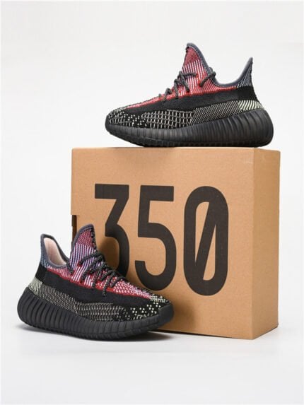 UYEEZY Black And Red Lace-Up Mesh Sport Shoes