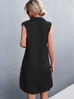 Wholesale V-Neck Button Sleeveless Slit Dress