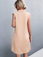 Wholesale V-Neck Button Sleeveless Slit Dress