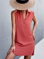 Wholesale V-Neck Button Sleeveless Slit Dress