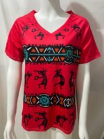 Wholesale V-Neck Geometric Print Short Sleeve T-Shirt