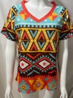 Wholesale V-Neck Geometric Print Short Sleeve T-Shirt