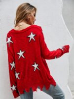 V-neck Irregular Star Print Sweater