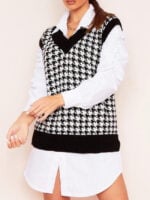 Wholesale V-neck Stitching Plaid Sweater Vest