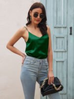 V-neck camisole satin tank top