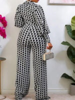 Wholesale V-neck printed high-waisted jumpsuit