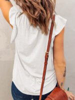 V-neck ruffled sleeveless tank top