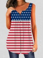 Wholesale Vintage American Flag Print Tank Top