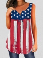 Wholesale Vintage American Flag Print Tank Top